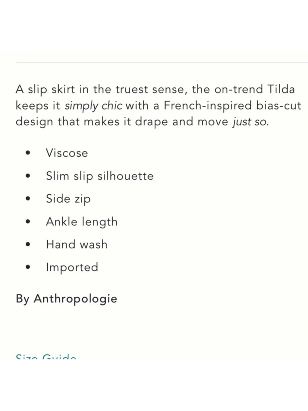 Anthropologie Tilda Maxi Slip Skirt NWT | black | Petite Small
